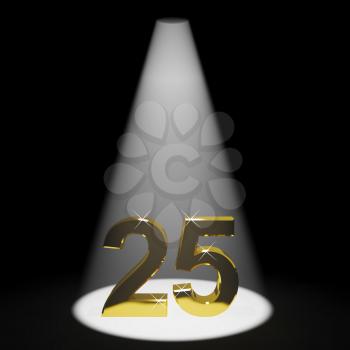 Gold 25th 3d Number Representing Anniversary Or Birthdays