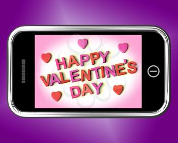 Happy Valentines Day Message On Mobile Showing Love
