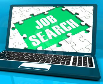 Job Search On Laptop Shows Online Recruitment And Internet Employment