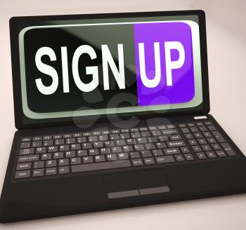 Sign Up Button On Laptop Shows Website Registration Or Subscription