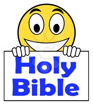 Holy Bible On Sign Showing Religious Book