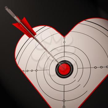 Heart Target Showing Successful Romance Between Boyfriend And Girlfriend