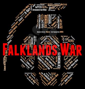 Falklands War Indicating Military Action And Islands