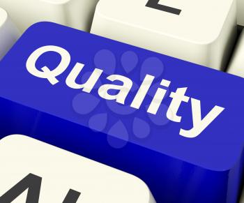 Quality Key Represents Excellent Service Or Products