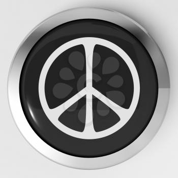 Peace Sign Button Showing Love Not War