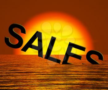 Sales Word Sinking Showing Reduced Income And Profits