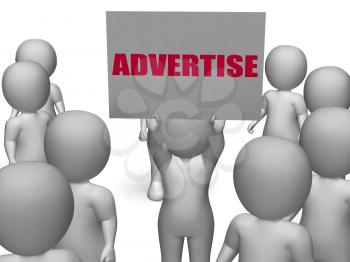 Advertise Board Character Meaning Product Presentation Advertising Or Marketing Service