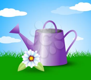 Watering Can Representing Gardens Outdoors And Plants