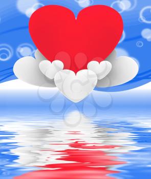 Heart On Heart Clouds Displaying Romantic Imagination And Dreams
