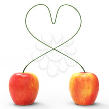 Apple Heart Showing Valentine Day And Lovers