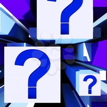 Question Mark On Cubes Shows Uncertainty Or Confusion