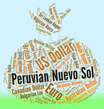 Peruvian Nuevo Sol Representing Foreign Exchange And Text 