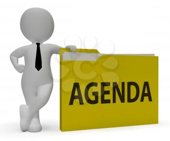 Agenda Folder Showing Lineup Schedule 3d Rendering
