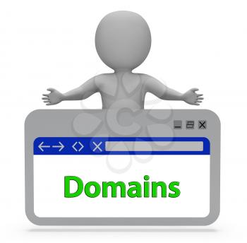 Domains Webpage Showing Dns Internet And Zone 3d Rendering