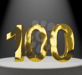 Gold 100th 3d Number Closeup Representing Anniversary Or Birthdays