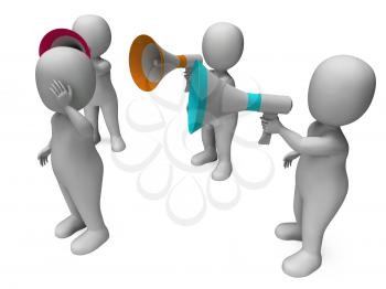 Loud Hailer Character Showing Megaphone Shouting Yelling And Bullying