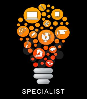 Specialist Lightbulb Representing Power Source And Profession