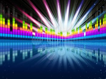 Colorful Soundwaves Background Showing Music Frequencies And Bright Beams
