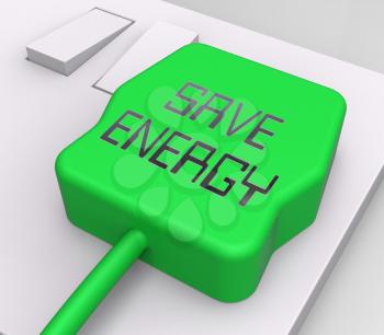 Save Energy Plug In Socket Shows Reduce Electric 3d Rendering