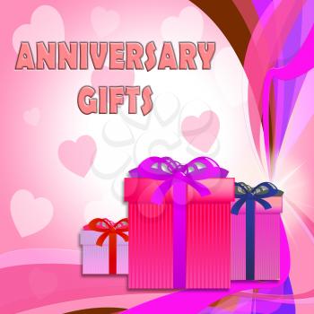 Anniversary Gifts Giftboxes Indicates Present Surprises And Cheerful