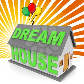 Dream House With Balloons Representing Ideal Home 3d Rendering
