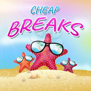 Cheap Breaks Beach Starfish Means Low Cost 3d Illustration