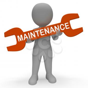 Maintenance Character with Spanner Shows Repair Fixing 3d Rendering