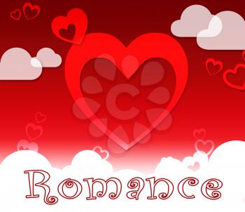 Romance Hearts With Clouds Shows Love Loving And Celebration