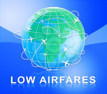 Lowest Airfares Globe Means Cheap Flight 3d Illustration