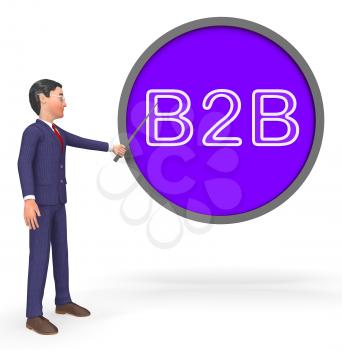 B2b Button Sign Means Business Trade 3d Rendering