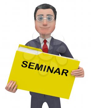 Seminar Character Holding Folder Means Meeting Workshop 3d Rendering