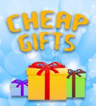 Cheap Gift Boxes Shows Low Cost Presents 3d Illustration