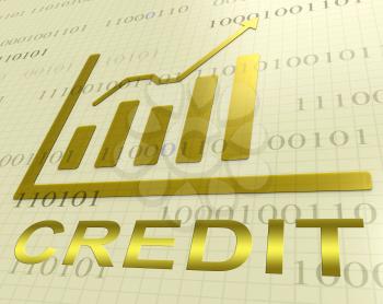 Credit Graph Increase Indicates Finance And Loan 3d Rendering