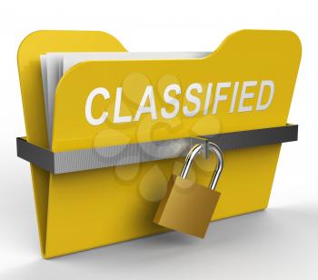 Classified Folder With Padlock Indicates Restricted Information 3d Rendering