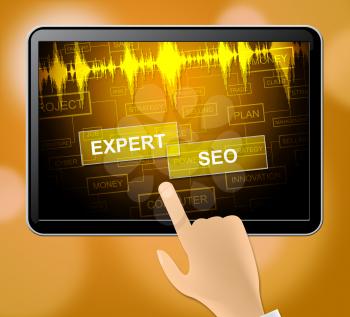 Expert Seo Tablet Indicating Search Engine And Sem 3d Illustration