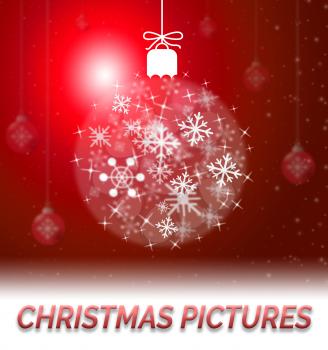 Christmas Pictures Ball Decoration Showing Xmas Images 3d Illustration