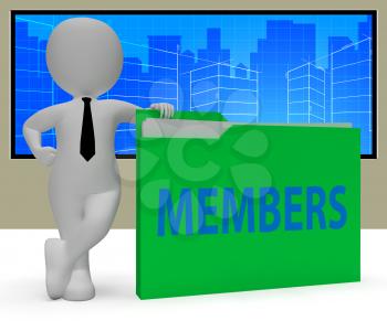 Members Folder Character Representing Join Up 3d Rendering