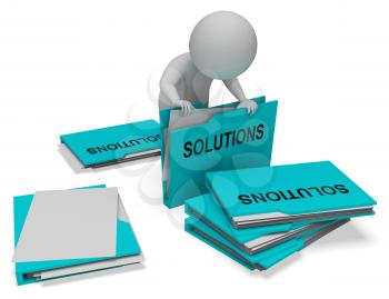Solutions Character And Folders Indicates Business Administration 3d Rendering