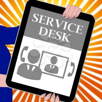 Service Desk Tablet Meaning Support Assistance 3d Illustration