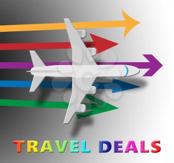 Travel Deals Plane Indicating Discount Tours 3d Illustration