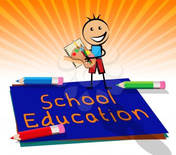 School Education Paper Displays Kids Education 3d Illustration