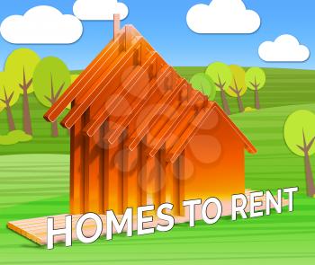 Homes To Rent Houses Displays Real Estate 3d Illustration