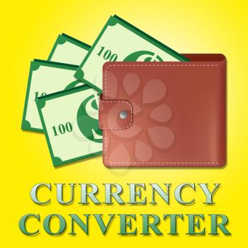 Currency Converter Wallet Means Money Exchange 3d Illustration