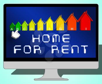 Home For Rent Laptop Representing Property Rentals 3d Illustration