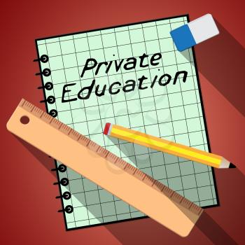 Private Education Notebook Represents Non State Learning 3d Illustration
