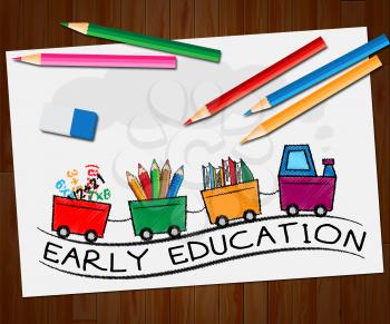 Early Education Train Means Kids School 3d Illustration