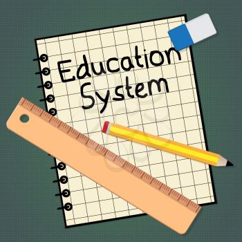 Education System Notebook Representing Schooling Organization 3d Illustration