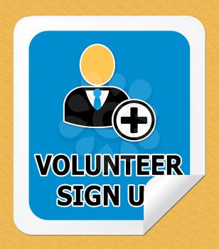 Volunteer Sign Up Icon Shows Register 3d Illustration