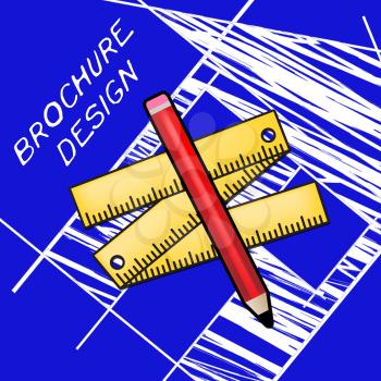 Brochure Design Equipment Means Designing Flyer 3d Illustration