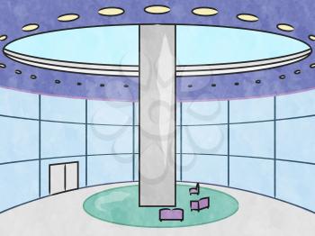 Hotel Interior Lobby Shows City Accomodation 3d Illustration